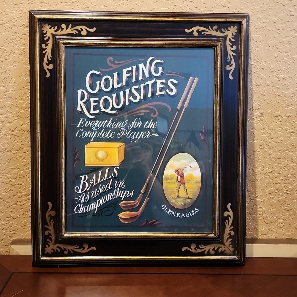 VINTAGE FRAMED GOLF ART WORK - Picture 3 of 4
